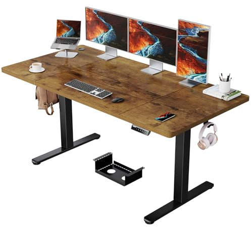 ErGear Electric Standing Desk 160x80cm, 100kg Load Capacity | Brushless motor,Height adjustable,quiet operation, sturdy metal frame, 4-part tabletop