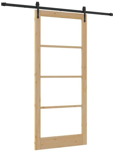 vidaXL Schiebetür 93 x 211 cm Massivholz Kiefer und Glas | Minimalistisches Flair passt in alle Arten von Innenräumen, Kommt mit allem,
