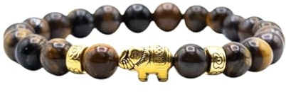 aninu Elefanten-Armband mit Tracking-App – Elefanten-Patenschaft als Geschenk, Naturstein Heilstein Chakra Armband Damen, Glücksbringer Armkette handgemacht, 6 Farben, personalisiert