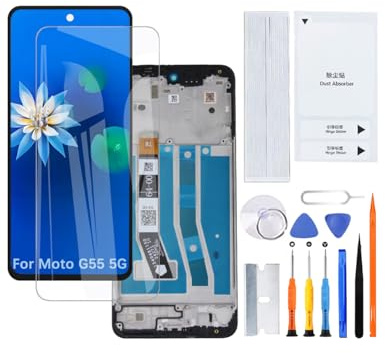 H&LYCYJ Pantalla para Motorola Moto G55 5G con marco | Kit de herramientas de uso，IPS LCD，pantalla HD，pantalla de reemplazo，para modelos:XT2435-2