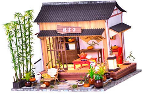 Milisten 1Satz DIY Miniatur Gartenhaus im Chinesischen Stil Zusammenbau Modellspielzeug aus Umweltfreundlichen Materialien für Kreative Bastelprojekte und Wohnkultur