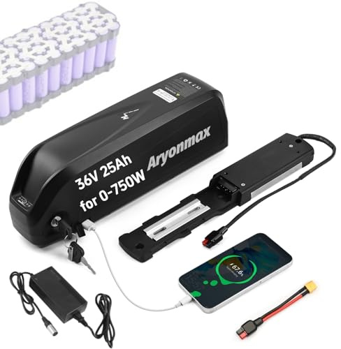 (UK Stock) 36V 48V 52V Ebike Battery 10-25Ah with Charger, Large Capacity Long Range Safe Lithium Electric Bike Battery (Hailong 36V 25Ah 5Pin+USB)