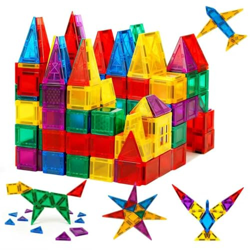 Tsebugap 140PCS Magnetische Bausteine Magnetbausteine Magnete Kinder Magnetic Tiles Magnet Bausteine Magnetsteine Magnatiles Magnetspiel Magnetisch Magnet Blocks Spielzeug Kinder Blöcke