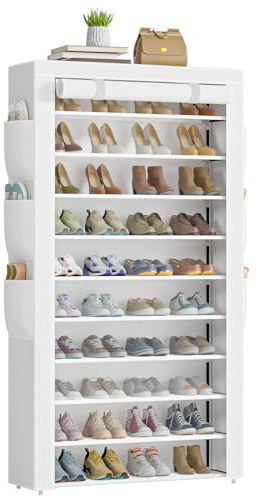 OYREL Schuhregal 11 Ebenen, Schuhschrank Hoch mit Staubdichtem Überzug, Große Schuhaufbewahrung für 50-56 Paare High Heels, Sportschuhe, Stiefel, Ideal für Flur, Wohnzimmer, Schlafzimmer, Korridore