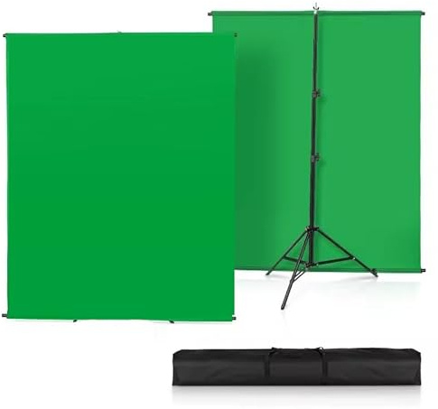 LUMIRO Green Screen Backdrop Kit with Stand, 150x200 cm Portable Photography Background with Stand and Carrying Bag for Streaming, Gaming, Zoom (1.5x2 m)
