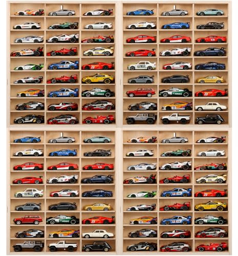 for Hotwheels Wooden Display Case 108 Space 1/64 Scale Toy Car Display Case Fit for Hotwheels Wall Mount Wooden Storage Display Shelf for Toy Cars Model Car Display Organizer Fit for Matchbox Diecast