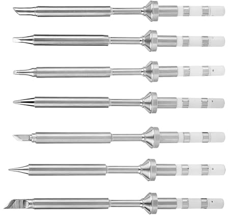 TS100 Punte per Saldatura, 7 Pezzi Saldatore Stagno Tra Cui TS-KU TS-B2 TS-D24 TS-BC2 TS-C4 TS-K TS-I Set di Punte per Saldatore in Acciaio Inossidabile per Accessori per Apparecchiature di Saldatura