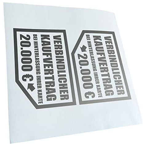 Kiwistar Autoaufkleber - Verbindlicher Kaufvertrag 20.000 € 12,5 x 10 cm - silber-90 - Aufkleber für Auto, Laptop, Fahrrad, LKW, Motorrad mehrfarbig JDM Decal Racing
