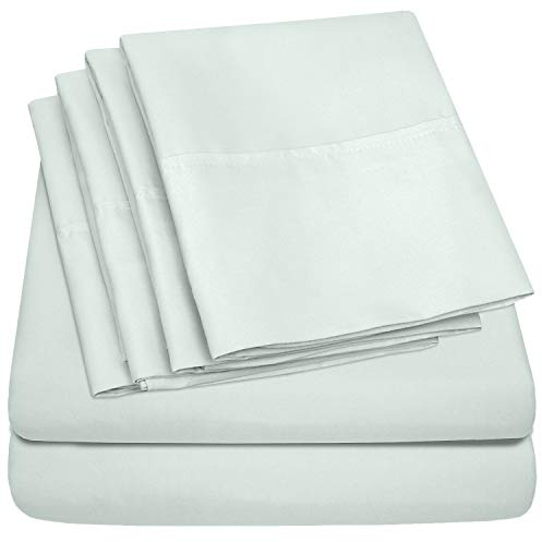 Cal King Size Bed Sheets - 6 Piece 1500 Supreme Collection Fine Brushed Microfiber Deep Pocket California King Sheet Set Bedding - 2 Extra Pillow Cases, Great Value, California King, Mint