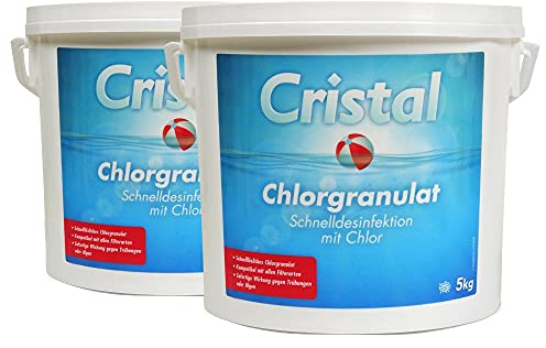 Cristal Chlorgranulat schnell löslich 2 x 5 kg, schnelle Wirkung - zur Schnelldesinfektion und Schockchlorung im Pool