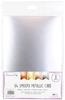 Dovecraft DCBS207 Essentials-Paper & Card-A4 Metallic Card (250gsm, Smooth (8 Pack)