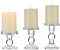 NUPTIO Ensemble de 3 Bougeoirs en Verre Transparent pour Bougies Pilier et de Chandelle 75mm, 2 Utilisations pour Bougeoirs pour la Décoration la Maison de Mariage, Chandelier