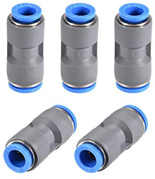 sourcing map Straight Push to Connector Reducer Fitting 12mm to 10mm Quick Release Pneumatic Connector Plastic Union Pipe Tube Fitting Grey 5Pcs