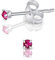 Pendientes Pequeños Brillantes de Colores en Plata de Ley 925 con Cristal Swarovski 2 mm - Pendientes de Colores - Aretes Mujer Plata de Ley 925 - Pendientes Rosa