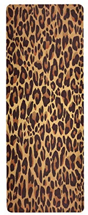 MNSRUU Alfombra de yoga de viaje con estampado de animales de leopardo, color negro, con bolsa de 66 x 180 cm, antideslizante, de goma, plegable, para yoga, pilates, mujeres, hogar, ejercicio físico