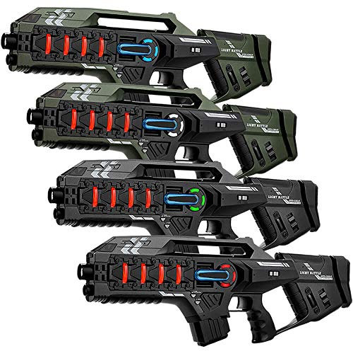 4 Light Battle Connect Anti-Cheat Laser-Tag Gewehre - Metallic-Grün und Grau - Laser-Tag-Set