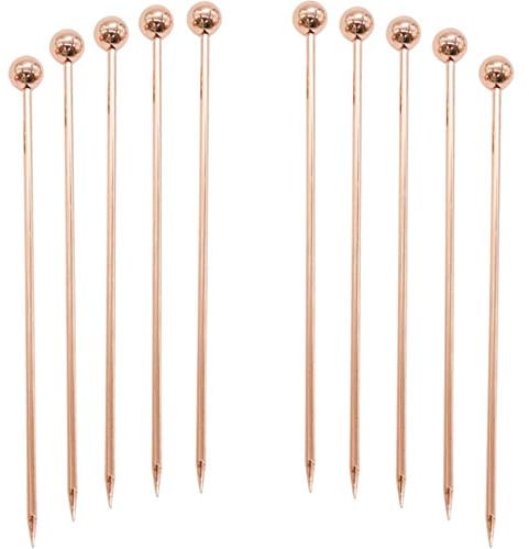 Polly Online 10pcs Cocktail Sticks Set Stainless Steel Fruit Sticks,Reusable Drink Picks Appetizer Toothpicks Martini Glass Picks