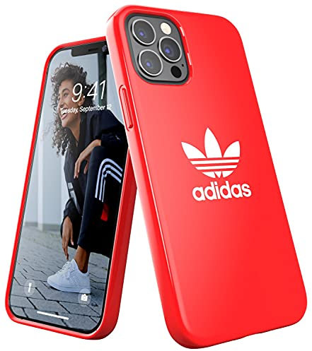 adidas Case Designed for iPhone 12 / iPhone 12 Pro 6.1, Drop Tested Cases, Shockproof Raised Edges, Original Snap Case Protective Case, Scarlet Red