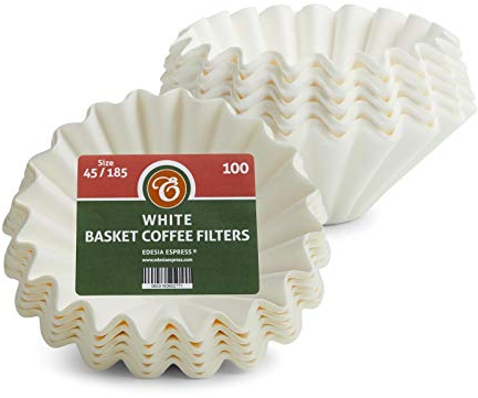 EDESISA ESPRESS - 200 Size 45/185mm Basket Coffee Filter Papers White – Compatible with Kalita Wave KWF-185