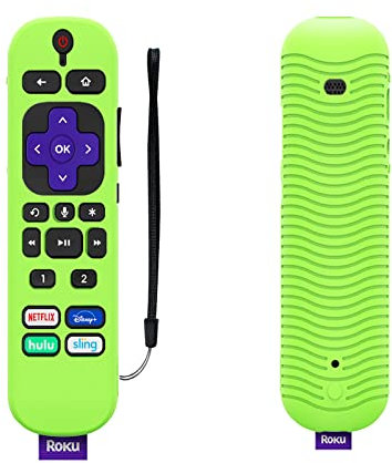 Glow Cover Replacement for Roku Voice Remote Pro 2021, Silicone Case with Lanyard