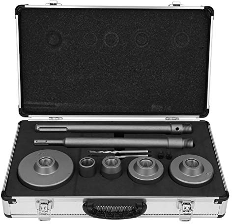 Beton Bohrkrone Set 9 Stück, Kernbohrer Steckdosenbohrer Hohl-Bohrkrone 30mm 40mm 65mm 80mm 100mm Dosenbohrer Mauerwerk mit SDS-Plus Verlängerung Adapter, für Bohrhammer Hammerschlagfest