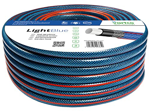 Vartco Light Blue Tubo per irrigazione Tubo d'acqua a 4 strati flessibile a treccia incrociata (1/2 30m)