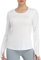 icyzone Damen Laufshirt Langarm Sport Shirt mit Daumenloch Fitness Yoga Oberteil (M, White)