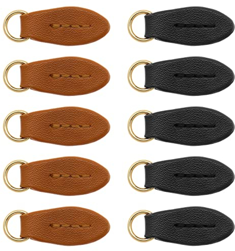 10 Stück Blatt Form Reißverschluss Anhänger Abzieher Ersatz aus Leder Reißverschluss Verlängerung Köpfe für Gepäck Handtaschen Taschen Kleidung