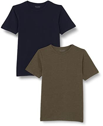 MINYMO Unisex Kids Basic 32 SS (2-Pack) T-Shirt, Dark Olive, 116 (2er Pack)