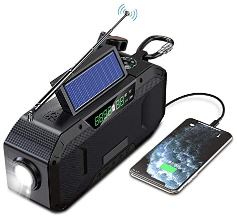 nd Up Solar R, Hand Crank and Solar Powered DAB R th USB Ph Charr, Solar Hand Crank R th 5000mAh Battery Power, Emerncy Use for Cam, Hiking