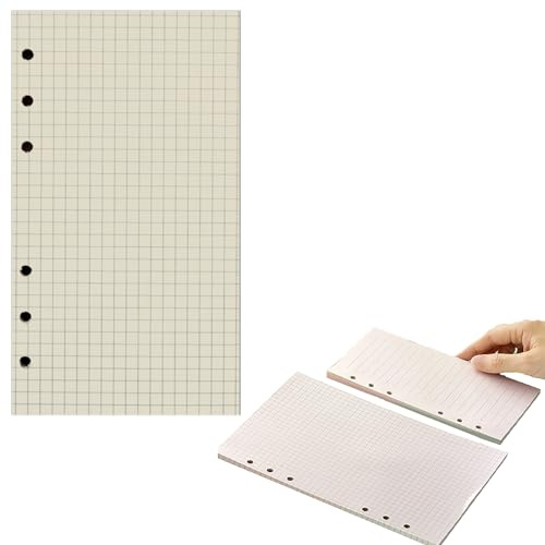 A6-Nachfüllblockpapier, 480 Seiten/240 Blatt, 6 gestanzte Löcher, Einlage, liniertes Papier, Terminplaner-Einlagen, Nachfüllungen für Notizen, Meetings, Reiseaufzeichnungen (Raster)