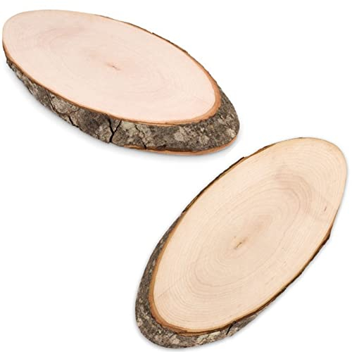 2er Set naturbelassene Holz Schneidebretter Brotzeitbrett Jausenbrett Jause mit Rinde Oval Erlenholz Made in Europe 27 cm x 13 cm