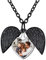 Custom4U Kupfer Herz Engelsflügel Medaillon Schwarz Damen Frauen Personalisierte Schutzengel Flügel Medaillon zum Öffnen für Bilder aufklappen mit Gravur Memorial Foto Halskette Locket Amulett Schwarz
