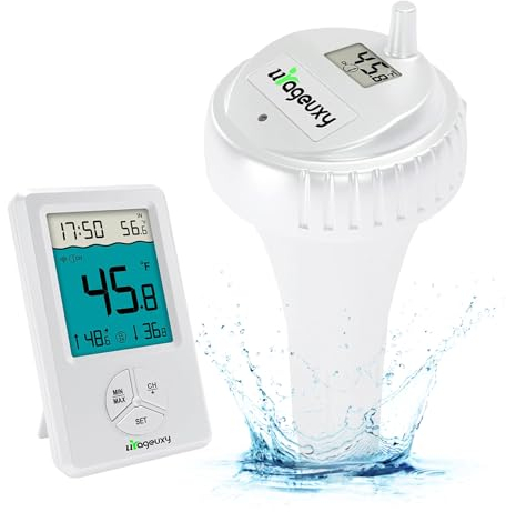 Urageuxy Termometro per piscina galleggiante senza fili, termometro per interni ed esterni, per piscine, spa, vasche idromassaggio e stagni