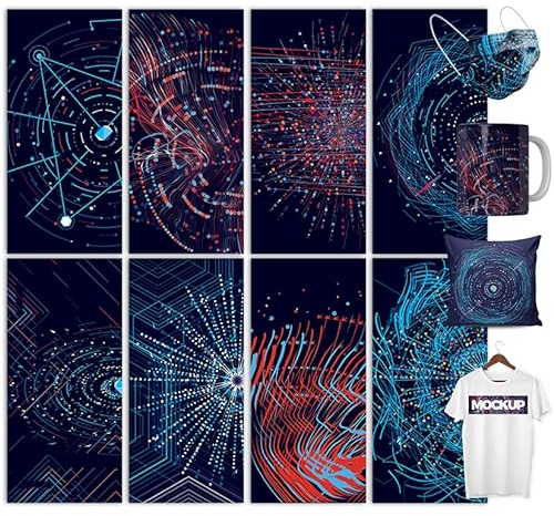 LUCKIGUCK Infusible Transfer Paper Sheets Bundle 8pcs Pre-Printed Dyed Sublimation Paper Iron on T-Shirt and Mug (Type F, 11.5 * 30.5cm)