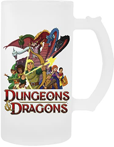Kwantees Dungeons And Dragons Cartoon 80s Taza De Cerveza De Vidrio Taza De Bebida Ecológica