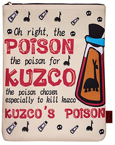 LParkin Poison Kuzco Cartoon-Buchhülle mit Reißverschluss, Schutztasche, Lama-Sack, Kaiser Yzma in Gelb, Canvas / Polyester