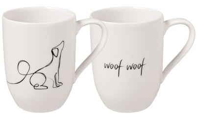 Villeroy & Boch – Statement Mug Set Dog 2 pcs, 280 ml, Premium Porcelain, White