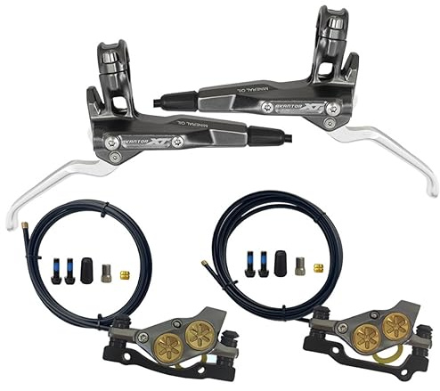 FukkeR Fahrrad Hydraulische Scheibenbremse Set Vorne Hinten 900mm/1550mm Aluminiumlegierung MTB Öldruckbremse Mit PM Caliper Adapter Für 160mm/180mm Rotoren