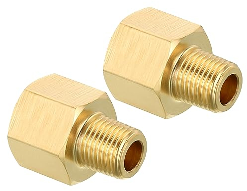 QUARKZMAN 1/8 NPT Stecker x 1/4 NPT Weiblich Messing Rohrverschraubung Sechskant Reduzierstück für Wasser Gas Übertragung 2Stk