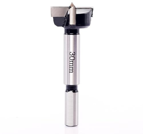 Akylin Forstner Drill Bit 30mm - Carbide Tipped Forstner Bit - Hex Shank Wood Hinge Drilling Hole Saw Cutter, for Auger Opener, Drilling Boring Bit