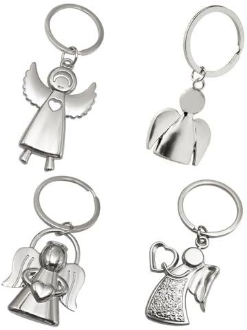 Zasvec Schutzengel Schlüsselanhänger 4 Stück Engel mit Herzen Anhänger Glücksbringer Anhänger Geschenk Schlüsselanhänger Schutzengel Schulanfang Schlüsselanhänger Schutzengel Geschenke für Familie