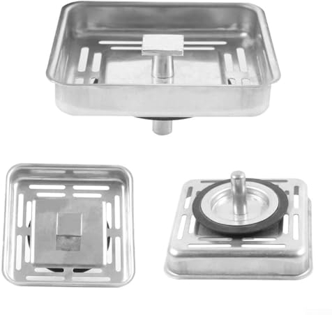 2 coladores cuadrados de acero inoxidable para fregadero de cocina, baño, tapón de residuos para el hogar y la oficina
