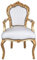 Königlicher Thron Sessel Stuhl Holz gepolstert Armlehen Gold Weiss cat535a51 Palazzo Exklusiv