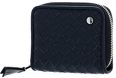 Abro Leather Piuma Weaving Zip Wallet S Navy