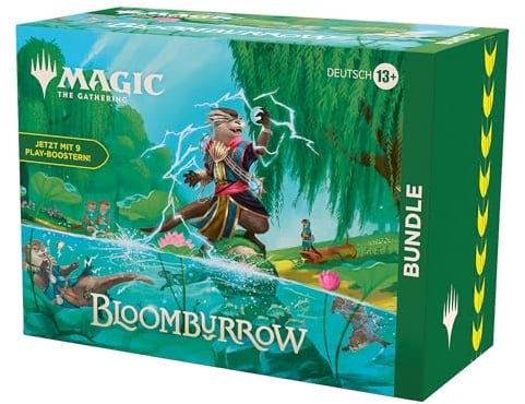 Magic: The Gathering Bloomburrow-Bundle – 9 Play-Booster, 30 Länderkarten + exklusives Zubehör (deutsche Version)