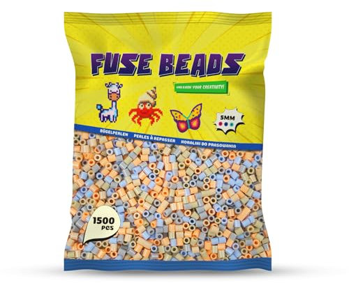 Benny Beads Bügelperlen 1500 Stück, Midi-Größe 5mm, Kreatives Bastelzubehör DIY Fuse Beads (Nude Pastell)