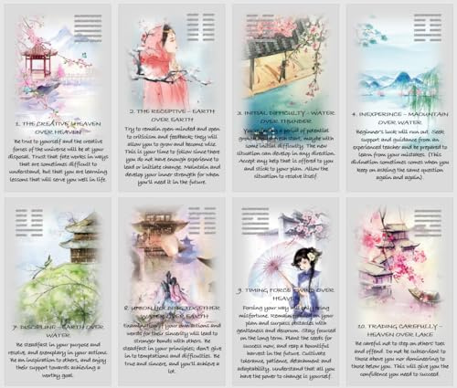 Generic I-Ching Oracle Cards Deck. Chinesse Book of Changes Oracle Cards. I Ching Yin Yang Hexagrams Divination.