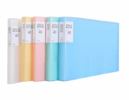 TUKA-i-AKUT [5x] Sichtbuch PP A3 Quer insgesamt 200 Klarsichthüllen für 400 Blatt (je Buch 40 Klarsichthüllen), Transparente Hülle, Solid PP Präsentationsordner, 5er Set in 5 Farben, TKD8039-W-5x