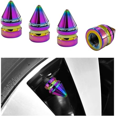 4 Stück Auto-Ventilkappen, Spiked Aluminum Alloy Tire Trim Accessories, Dustproof Tire Wheel Stem Covers, Universal Air Stem Cap for Auto, Trucks, SUVs, Bicycles and Motorcycles (Colorful) (Colorful)